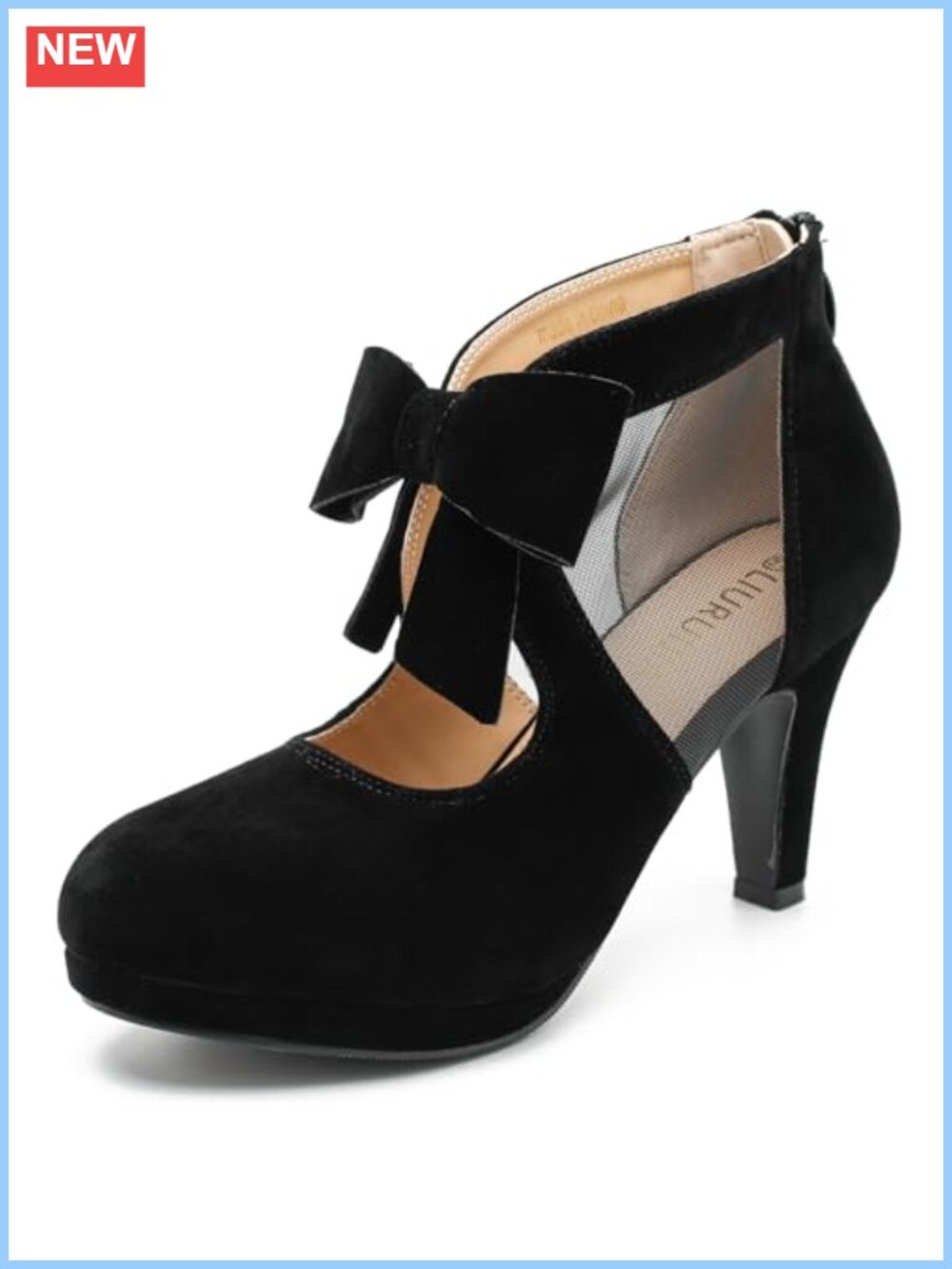 Platform Bow Pumps High Heel Round Toe Mesh Dress Shoes